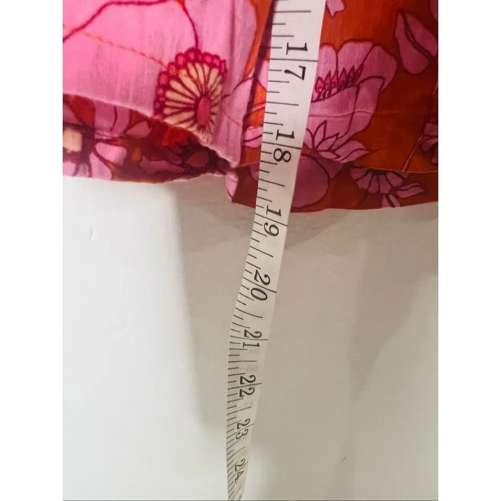 Free People Miss Daisy Heat Wave Combo Top Orange Pink Floral Sz S Ruffle Should